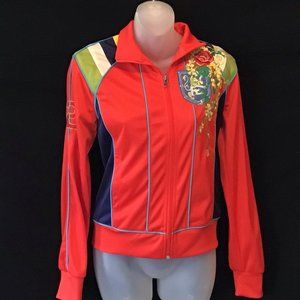 Johnny Was LA red embroidered track jacket